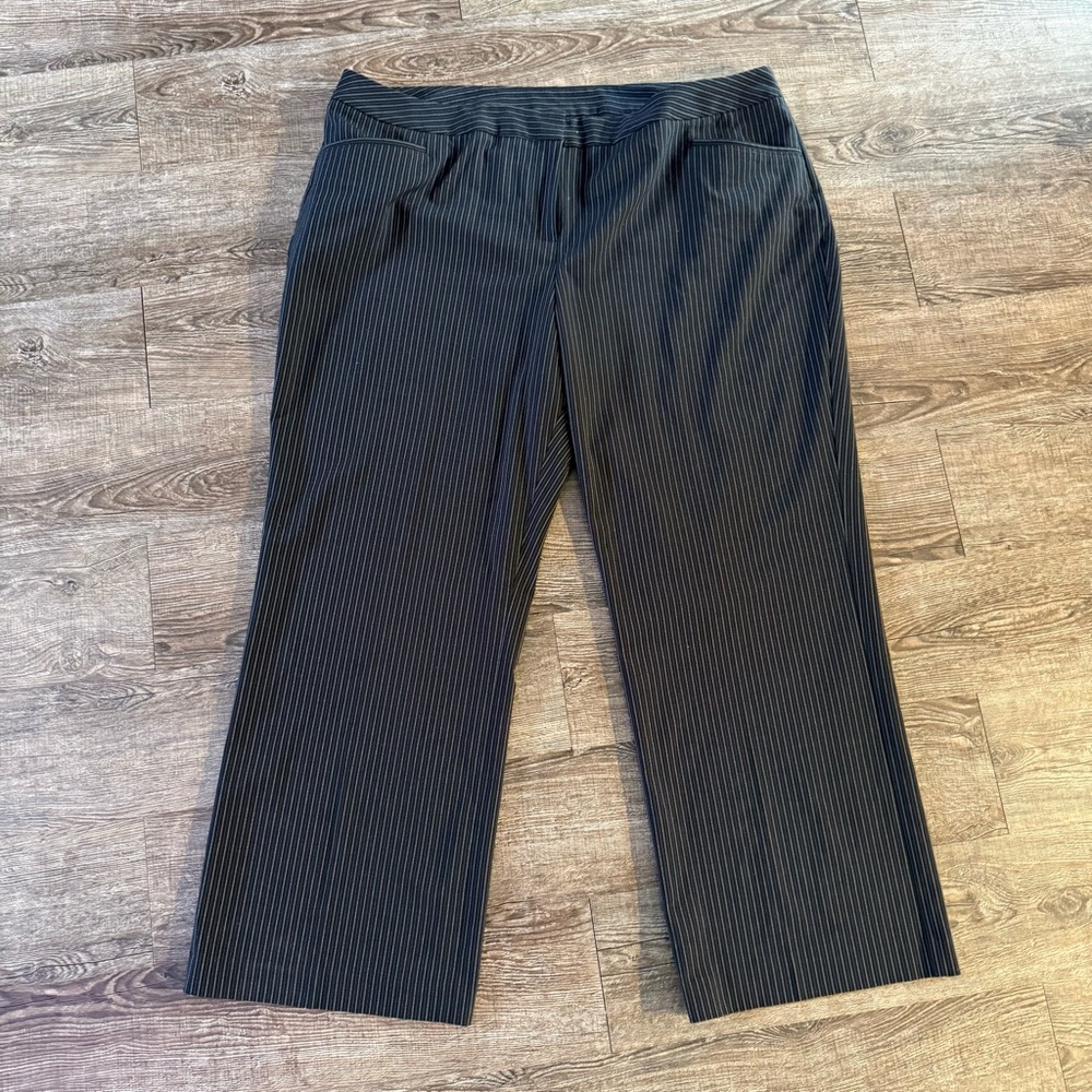 Lane Bryant Pants 22 Black Multicolor Pinstripe Wide Leg  Careerwear Trouser